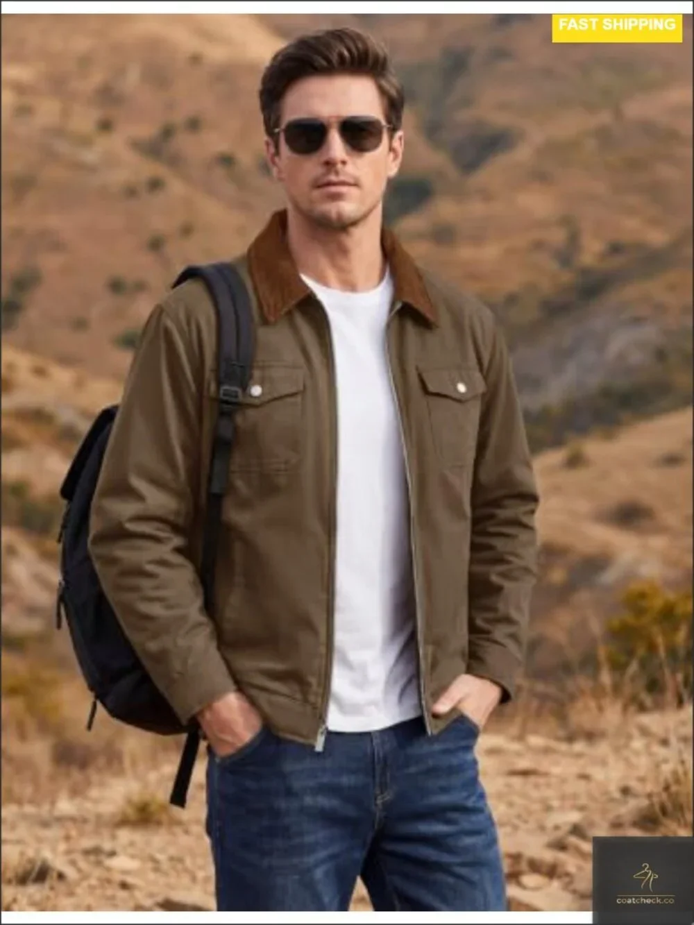 Men's Quilted Lined Cotton Work Jacket Lightweight